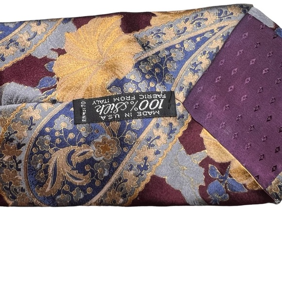 Neck Tie by Oleg Cassini Silk American Made Cool Colors Floral Abstract Paisley - Picture 2 of 7